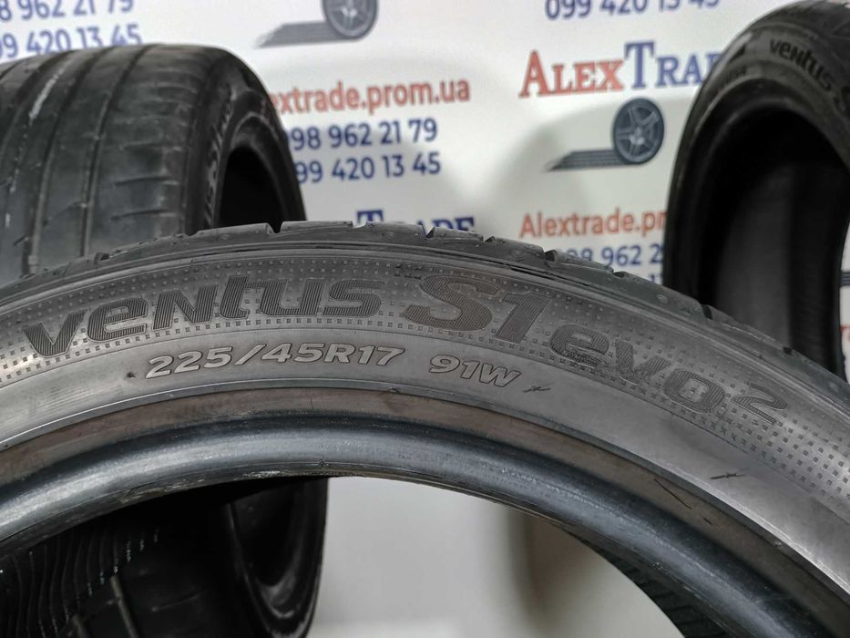 4шт 225/45 R17 Hankook Ventus S1 Evo2 літні шини вживані, протект 7мм
