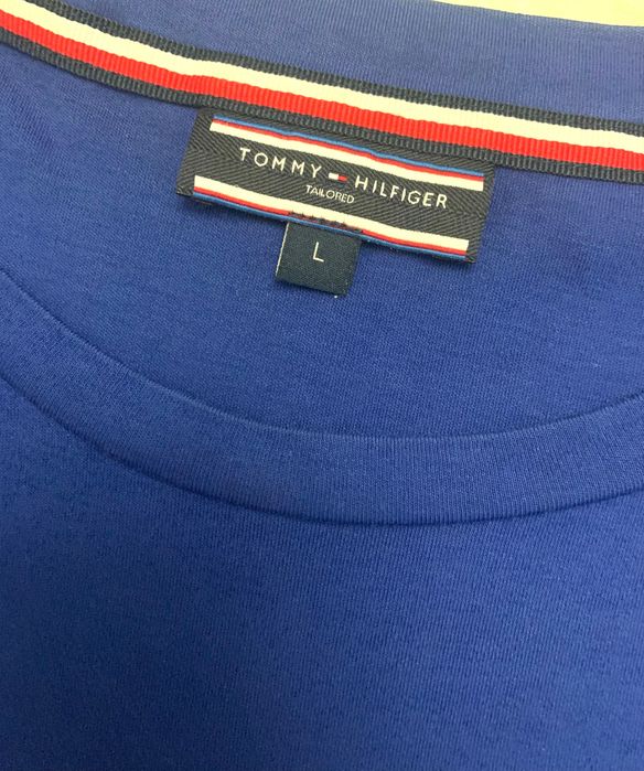 Tommy Hilfiger extra niebieska koszulka crewneck T- Shirt bawełna r. L