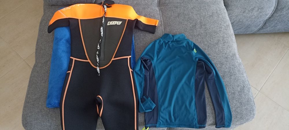 Fato Surf/Bodyboard e licra, crianças 8 anos aproximadamente