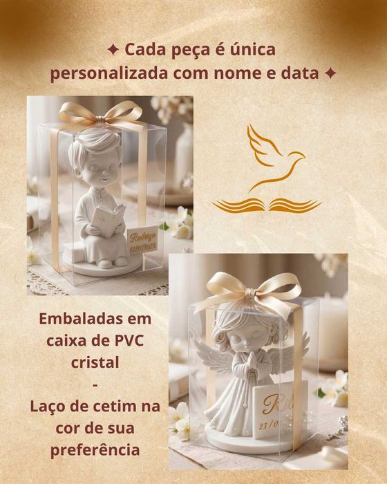 Lembrança de luxo - personalizada - Batismo e 1a Comunhão