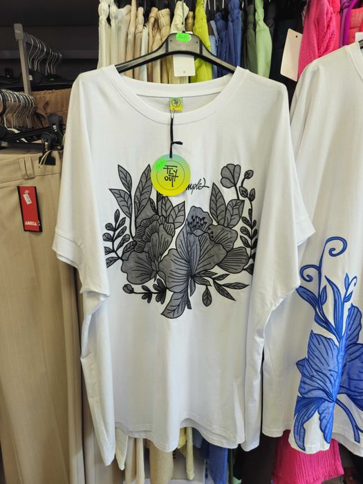 Bluzka, tunika biała haft, Fly Out Italy Plus size !!!