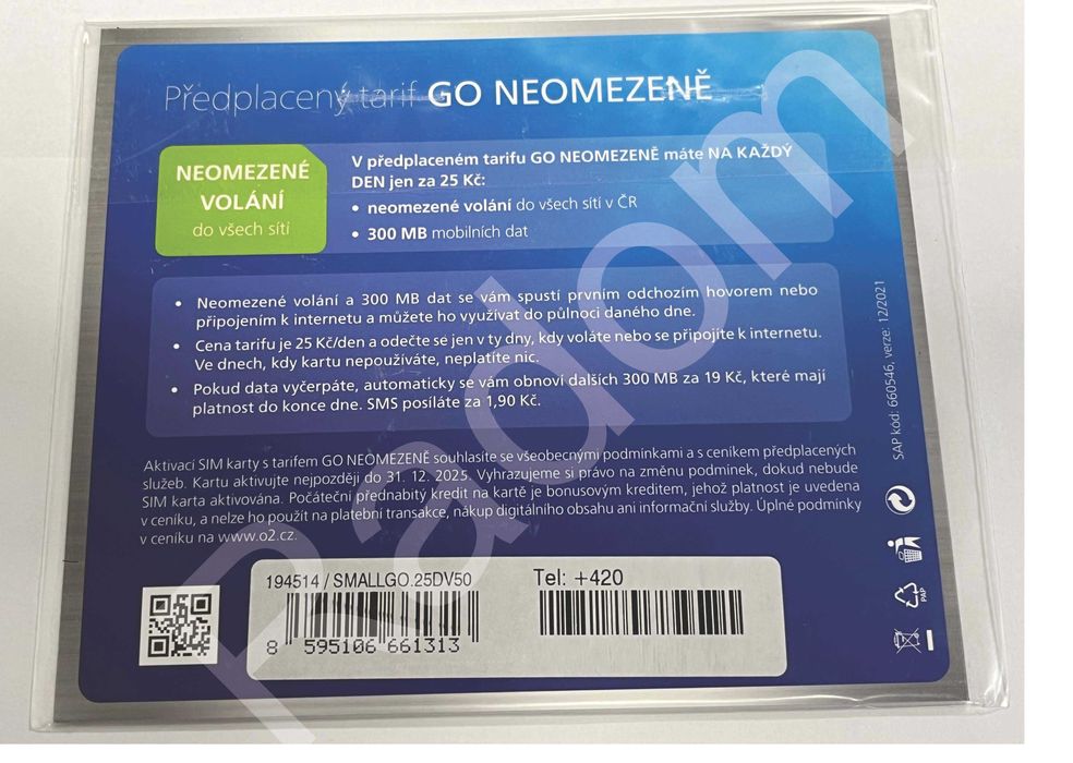 Czechy karty sim sieci O2 saldo 25kc nowe startery czeskie anonimowe