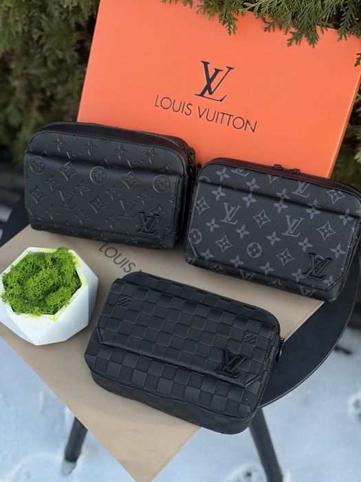 Сумка Louis Vuitton шкіряна чоловіча через плече Lv сумка Луи Витон Лв
