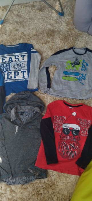 Chłopięce bluzki na długi rękaw plus rozpinana bluza roz. 134/140