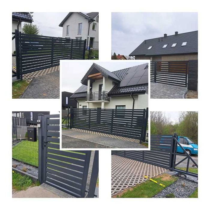 Brama przesuwna, dwuskrzydłowa,furtka, panel, ocynk,aluminium