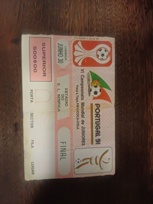 Bilhete final 1991 juniores