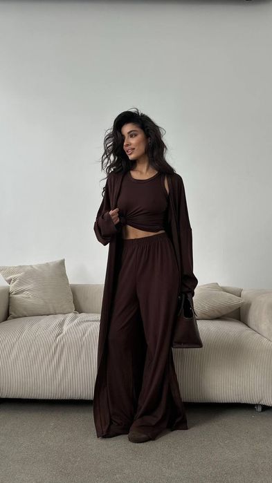 Костюм 3-ка( кардиган+топ+штани). Хіт продажу весни 2026!