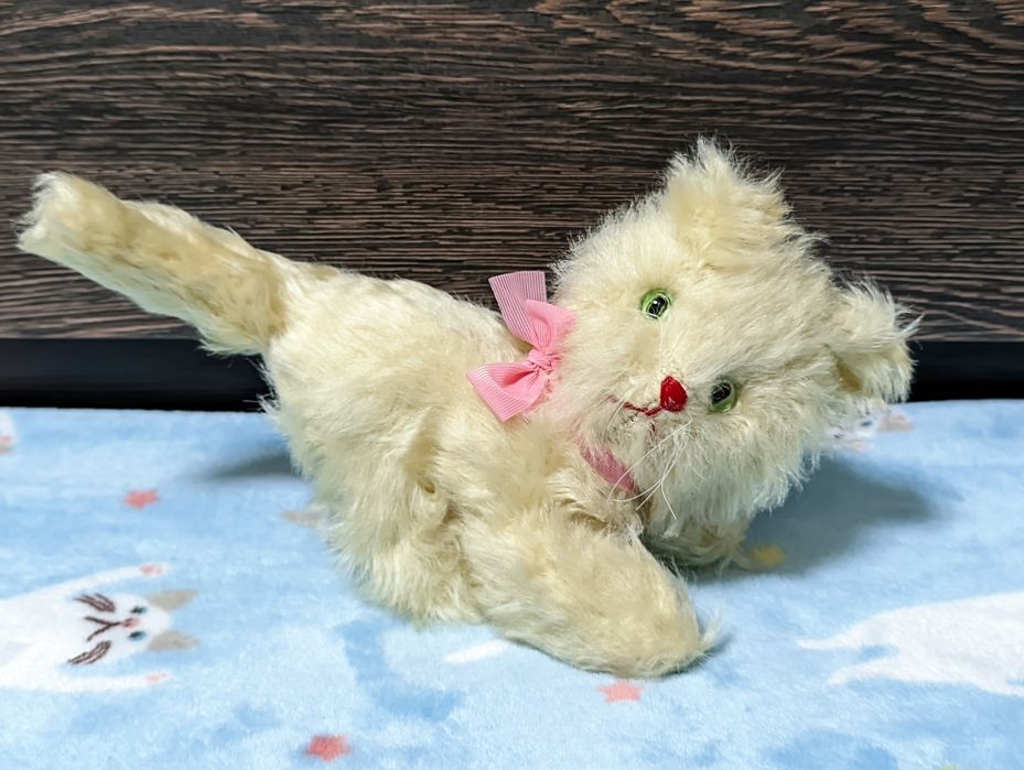 Мягкая игрушка коллекционная винтажная кошка, мохеровый кот, котик