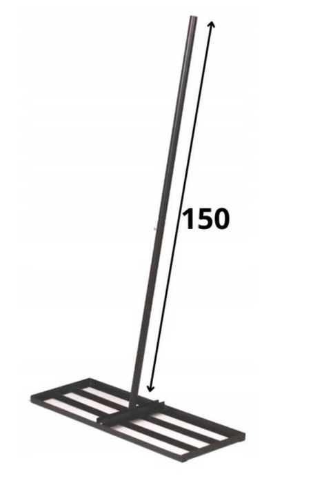 Niwelator Terenu Ogrodowy 90x30cm Stalowy Czarny Trzonek 150cm NOWY