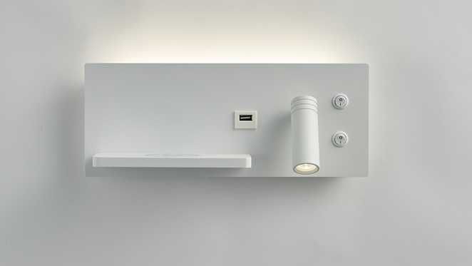 Aplique parede leitura USB carregamento wireless