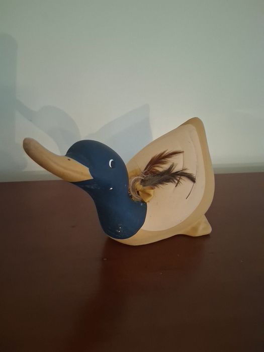 Conjunto 2 Patos de Madeira Decorativos