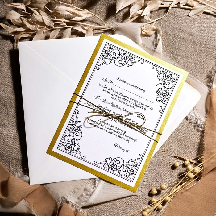 Zaproszenia na studniówkę ANTYCZNE ZŁOTO