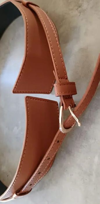 Nowy szeroki pasek brąz karmelowe 120 cm