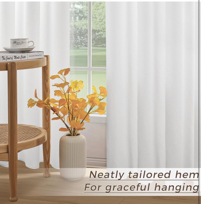 2 Pack Zasłony 140x225cm. Lniane 30%. Półprzezroczyste Na Przelotkach