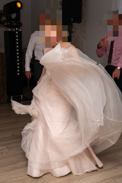 Suknia ślubna ecru długa M