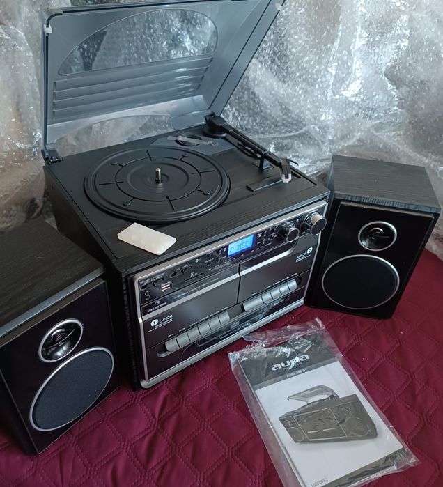 Програвач вінілу, стереосистема Auna 388-BT, MP3, FM, SD, AUX, касета