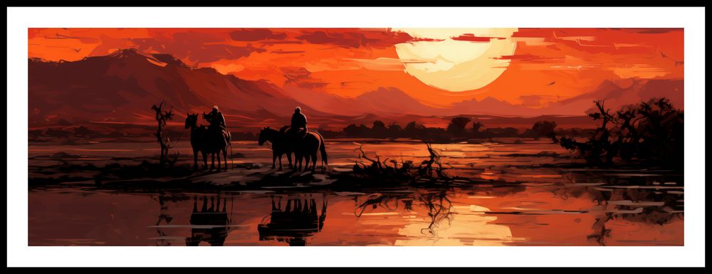 Plakat 91,5x30,5cm Zachód Słońca na Prerii