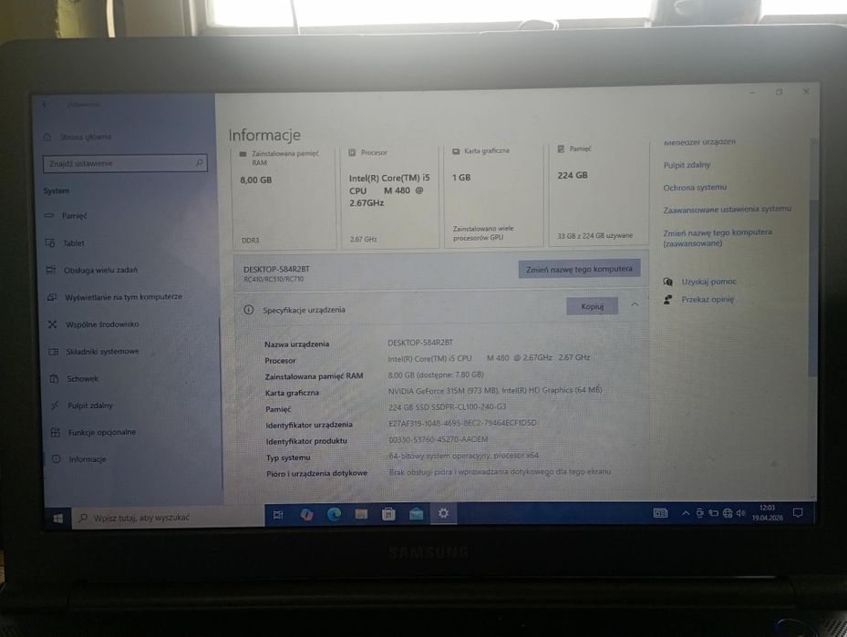 Laptop Samsung używany