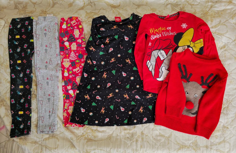 Zestaw ubranek świątecznych święta sukienka legginsy Boże Narodzenie