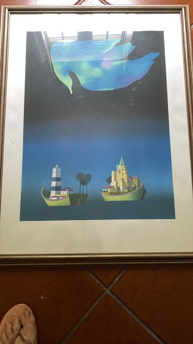 Serigrafia Original Alfredo Luz "Cascais: Céu, Terra, Mar"