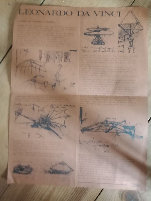 Cartaz antigo de exposição de Leonardo Da Vinci