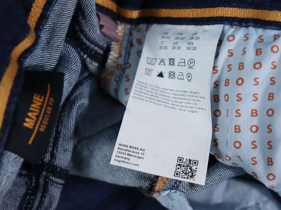 Hugo Boss maine regular fit orange męskie jeansy spodnie stretch W38