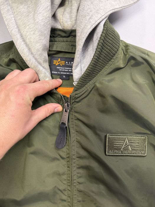 Куртка Alpha Industries MA-1 TT Hood - Dark Green size XL — zdjęcie 3