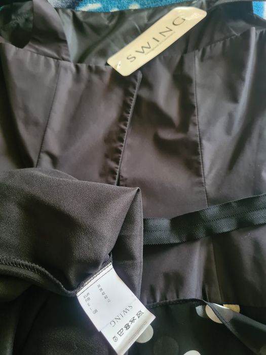 Sukienka midi czarna w białe kropki na ramiączkach r.36"Swing"nowa
