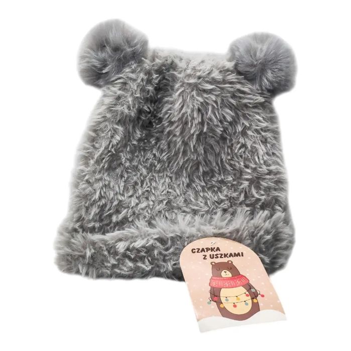 Szara czapka z uszami. Nowy Produkt