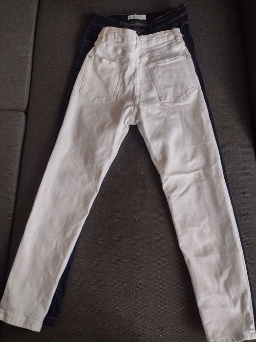Promod Sinsay spodnie białe granatowe JEANSY SKINNY r. 32 34  XS r. 15