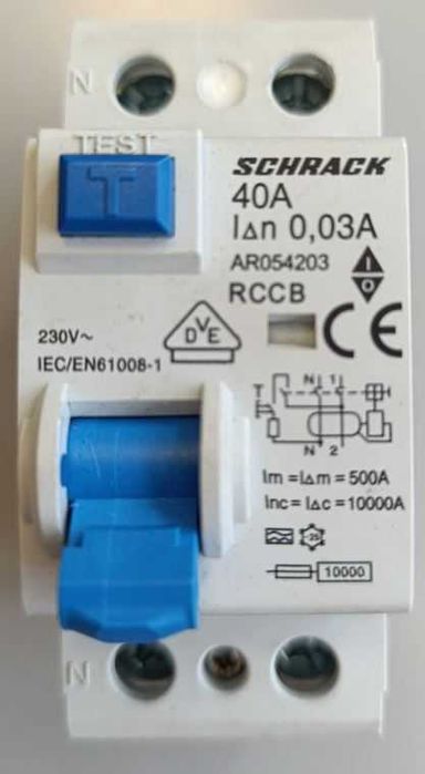 Wyłącznik różnicowoprądowy 10kA, 40A, 2P, 30mA, AR054203 SCHRACK