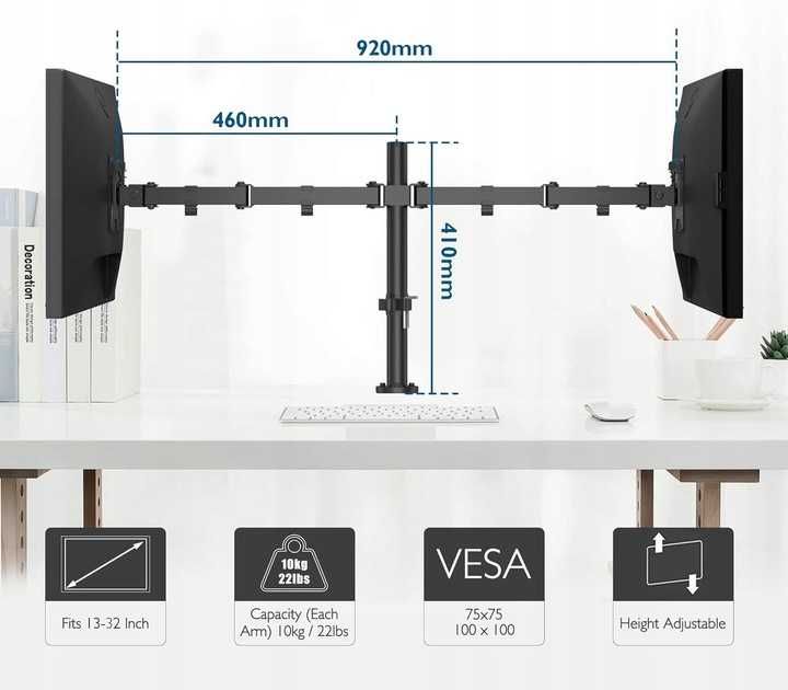 Uchwyt na dwa monitory BONTEC MDM002L