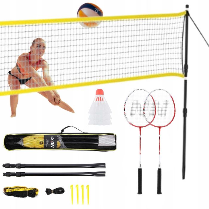 Zestaw do badmintona siatka+paletki+lotki *HIT* SIATKÓWKA