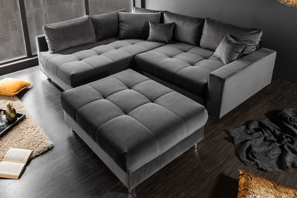 Narożnik z dużą pufą ,funkcja spania,pojemnik i sprężyny