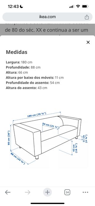 Sofá IKEA KLIPPAN cinzento