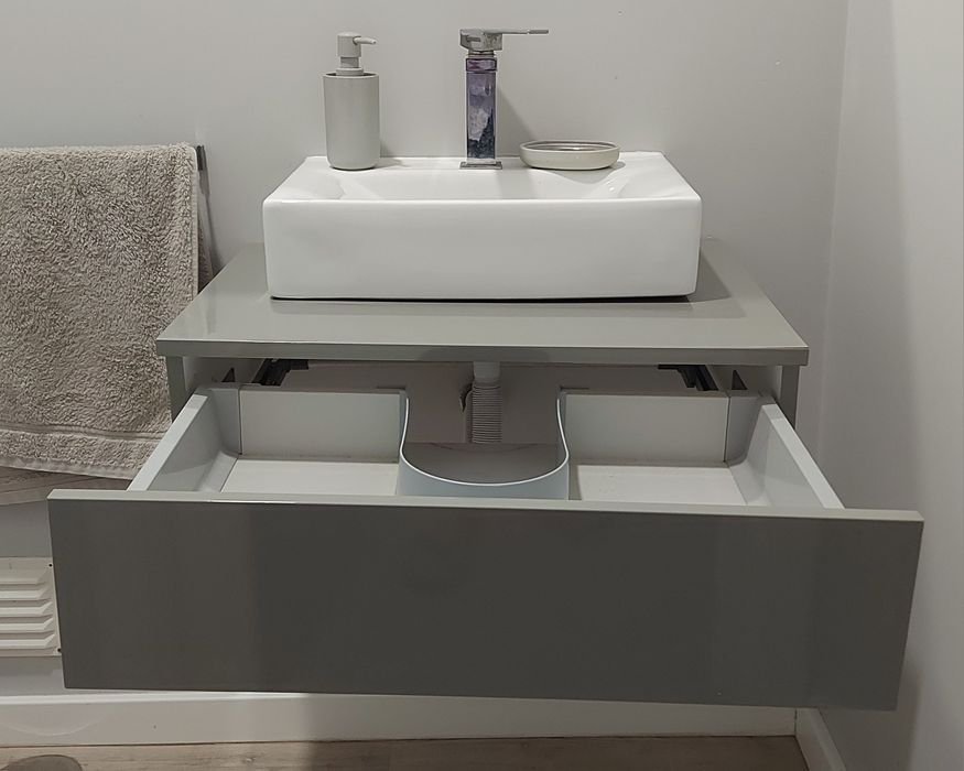 Móvel Wc de Bancada 60 Cm Cinza com Gaveta Click Marca Ctesi /// Novo