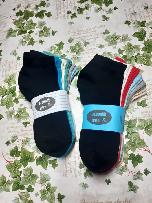 12 pares de meias novas curtas tamanho 35-40,  algodão