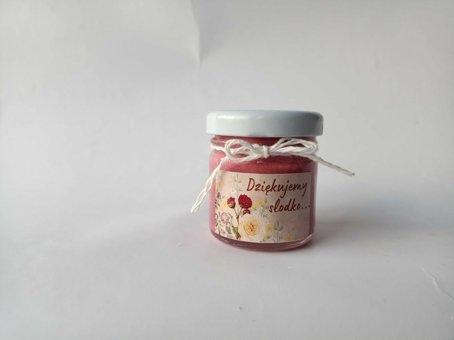 upominki podziękowania miodki z owocami liofilizowanymi 40ml LOGO