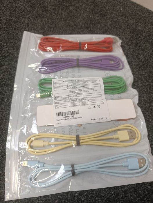 Nowy Zestaw 6 Kabel iPhone Lightning Apple MFi | Mix Kolorów