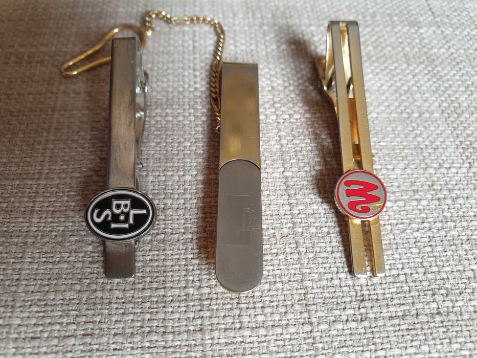 3x Spinka do krawata, Prince, Marabou, inna srebrna, złota