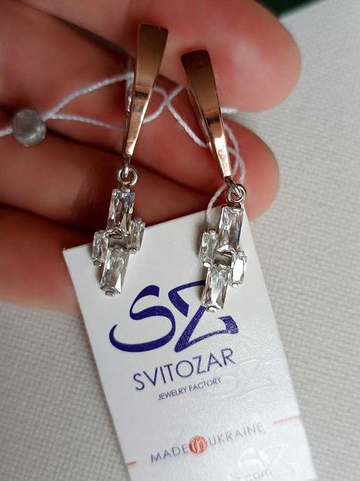 Сережки срібло 925 дсту + золото 375 дсту, сережки, серебро, Україна