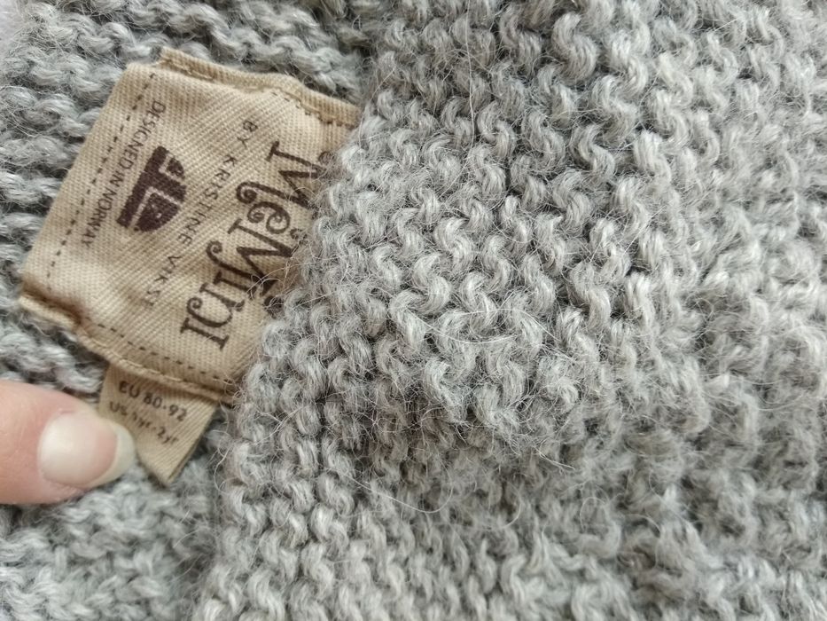 Szara czapka wiązana 100% alpaka 80-92 MeMini