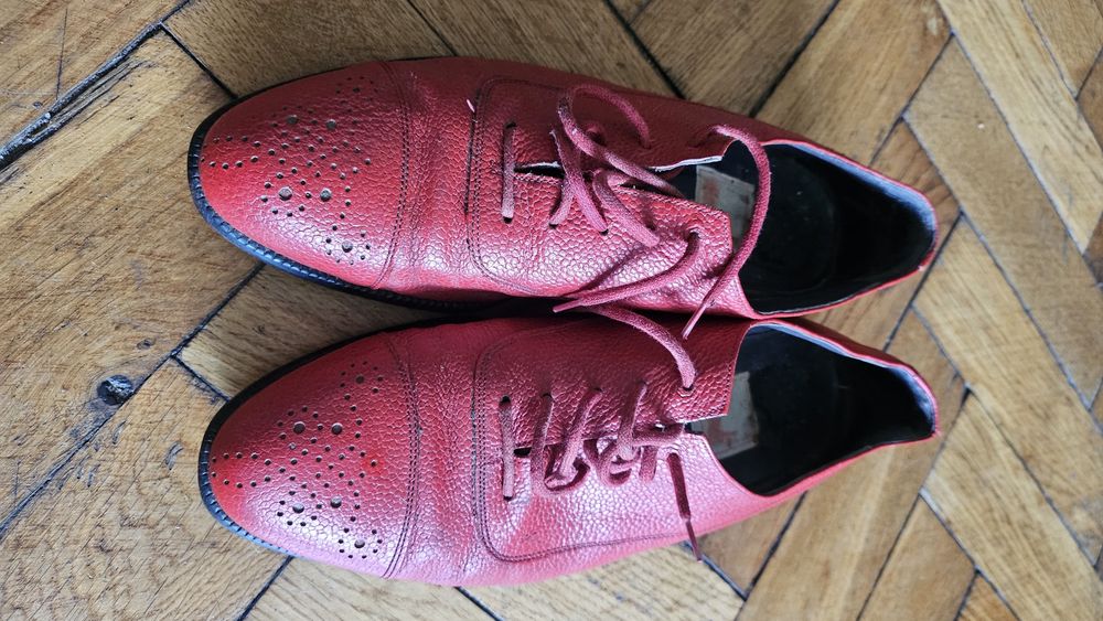 Skórzane buty retro Mondi Musling 39 / 40 wąskie - Czerwone Oksfordki