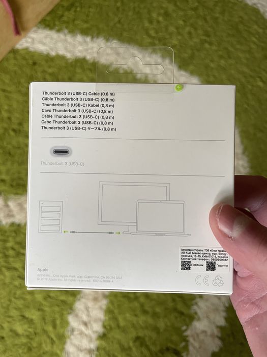 Кабель Apple Thunderbolt 3 новий 0.8м (MQ4H2ZM/A) 100w USB-C