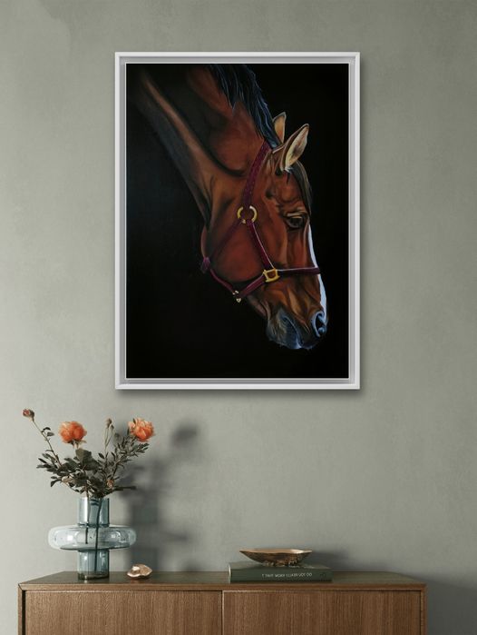 Obraz olejny głowa konia