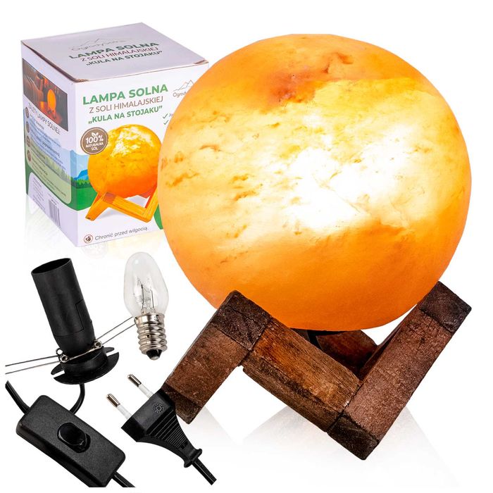Lampa solna KULA na stojaku 4 kg z soli himalajskiej