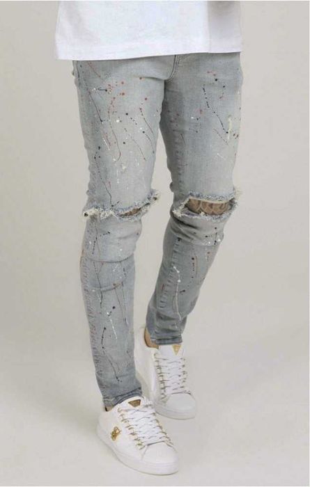 Sik Silk RIOT Denim Men's Bust Knee S 30 зауженые джинсы серые