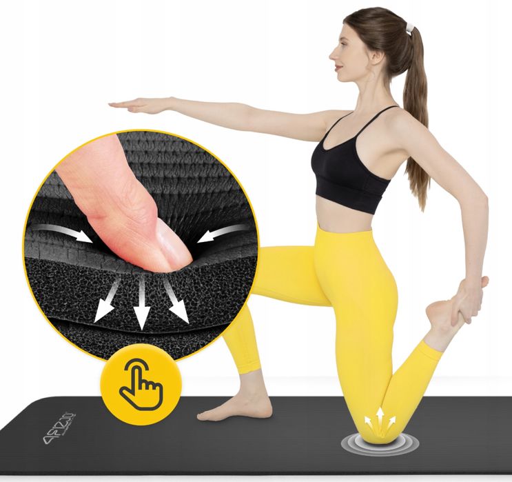 Килимок для йоги та фітнесу 4FIZJO NBR 180 × 60 см чорний (1 см товщ.)