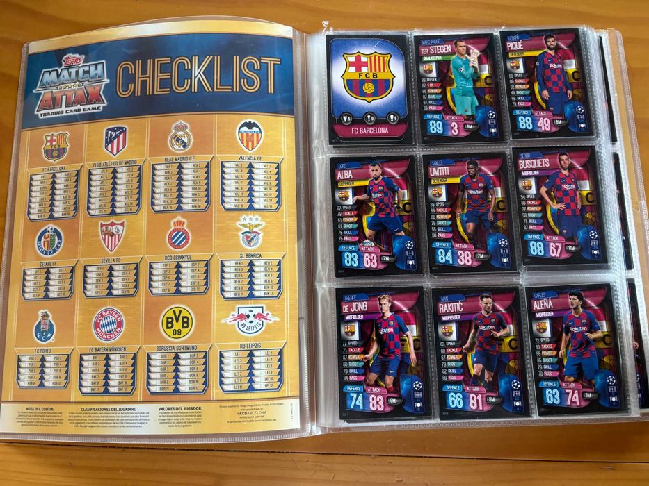 Topps Match Attax UEFA Champions League 2019/20 – Grande Lote/ Coleção Completa Parcial + Álbum + Cartas Especiais