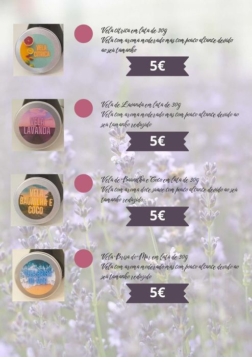 Velas Artesanais (30g, 65g, 120g, 250g)